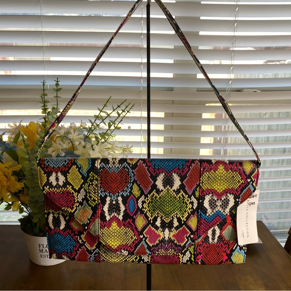 Elegant Black and Pink Clutch with Wristlet
